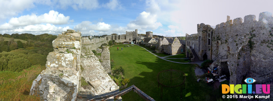 FZ021277-86 View over Manorbier castle inner ward